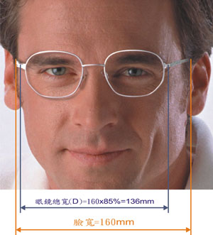 臉寬與 85% 參考示意